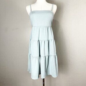 MINKPINK Hunter‎ Smock Dress Mint Green Mini Tiered Tie Back Spaghetti Size XS